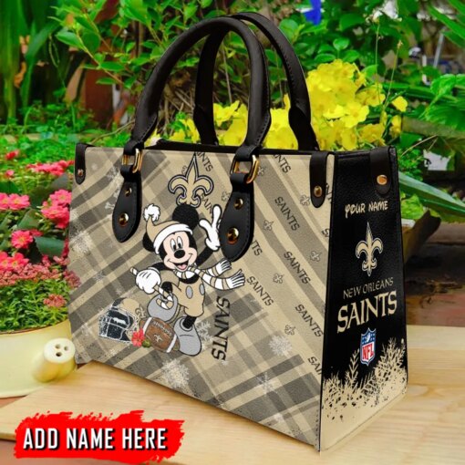 New Orleans Saints Personalized Christmas Leather Hand Bag BBLTHB465