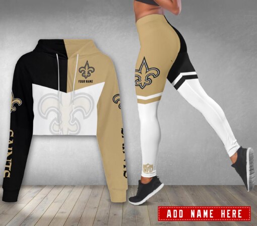 New Orleans Saints Personalized Combo Croptop Hoodie And Leggings AZCLG086+AZC2CHD086