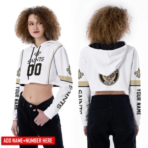 New Orleans Saints Personalized Combo Croptop Hoodie And Leggings BGLG385+BG2CHD385