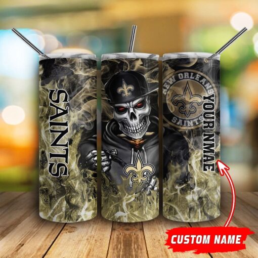 New Orleans Saints Personalized Glitter Tumbler With Stainless Steel Straw BG88