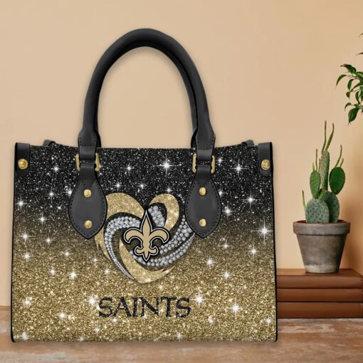 New Orleans Saints Personalized Leather Hand Bag BBLTHB703