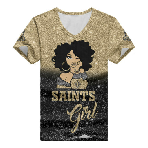 New Orleans Saints Personalized Summer V-neck Women T-shirt BG45