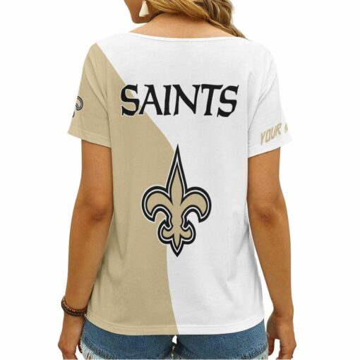 New Orleans Saints Personalized V-neck Women T-shirt