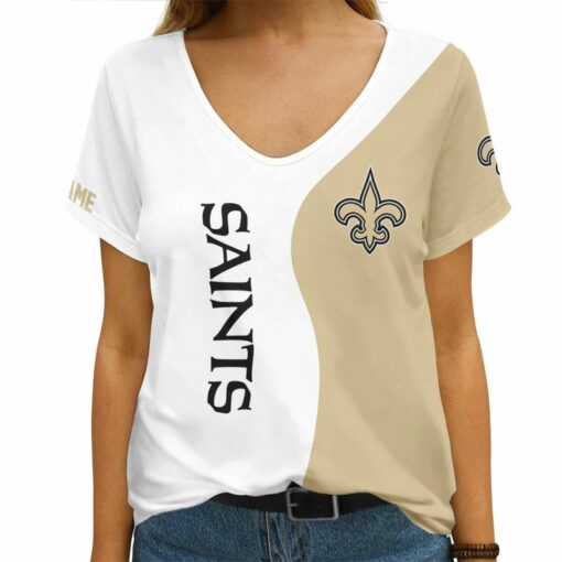 New Orleans Saints Personalized V-neck Women T-shirt