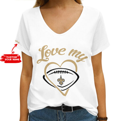 New Orleans Saints Personalized V-neck Women T-shirt AGC51