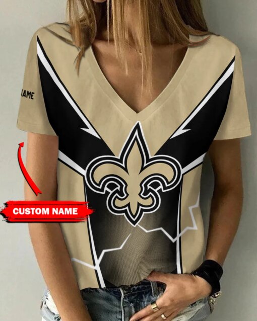 New Orleans Saints Personalized V-neck Women T-shirt AGC60