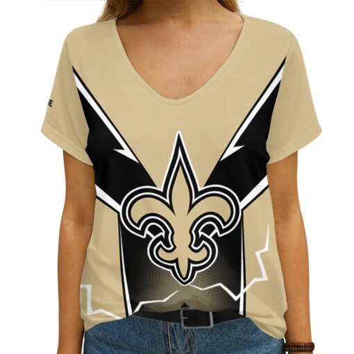 New Orleans Saints Personalized V-neck Women T-shirt AGC60