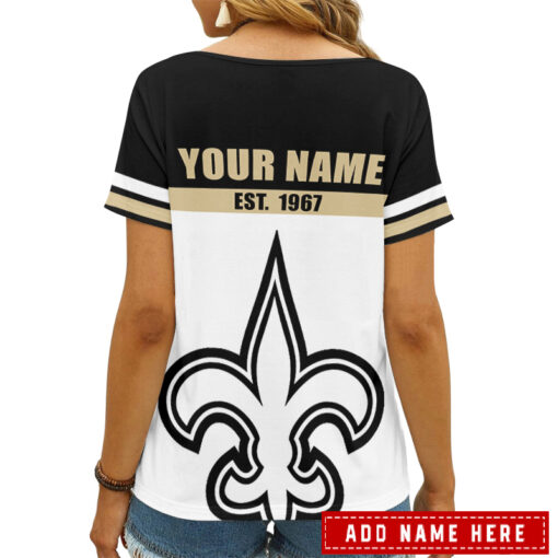 New Orleans Saints Personalized V-neck Women T-shirt AGCWTS300