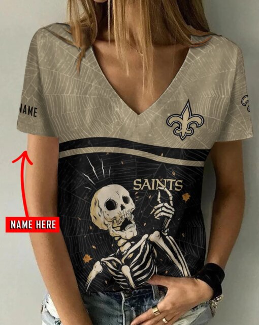 New Orleans Saints Personalized V-neck Women T-shirt BG1002