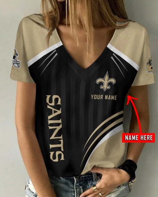 New Orleans Saints Personalized V-neck Women T-shirt BG911