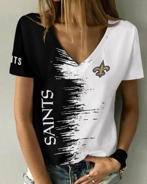 New Orleans Saints Summer V-neck Women T-shirt BG27