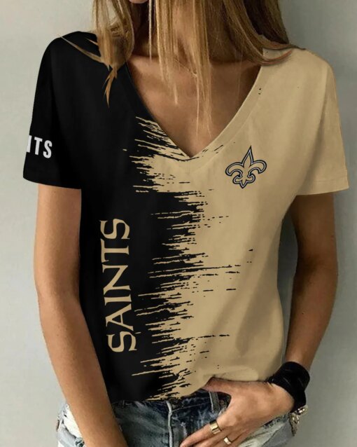 New Orleans Saints Summer V-neck Women T-shirt BG27