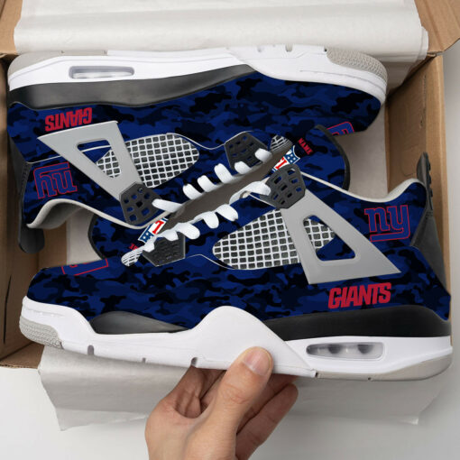 New York Giants Camo Personalized AJ4 Sneaker BG72