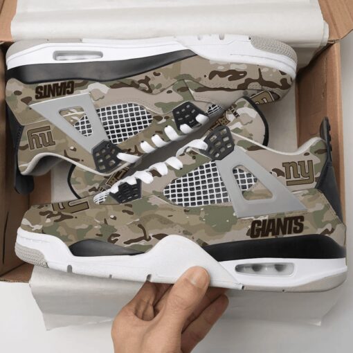 New York Giants Camo Personalized AJ4 Sneakers BG14