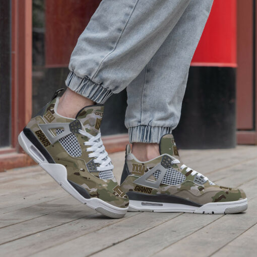 New York Giants Camo Personalized AJ4 Sneakers BG14