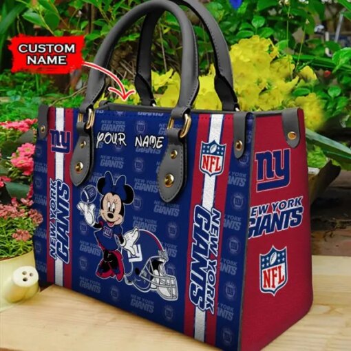 New York Giants Personalized Leather Hand Bag BBLTHB527