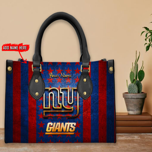 New York Giants Personalized Leather Hand Bag BBLTHB692