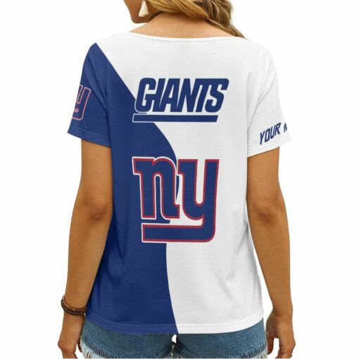 New York Giants Personalized V-neck Women T-shirt