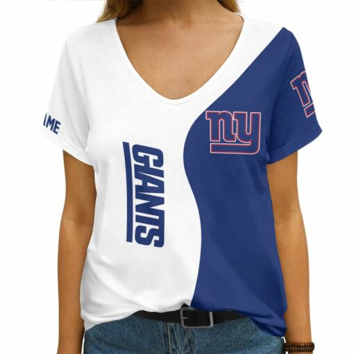 New York Giants Personalized V-neck Women T-shirt