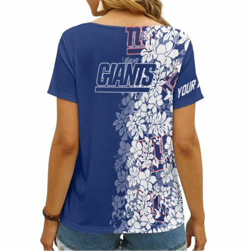 New York Giants Personalized V-neck Women T-shirt