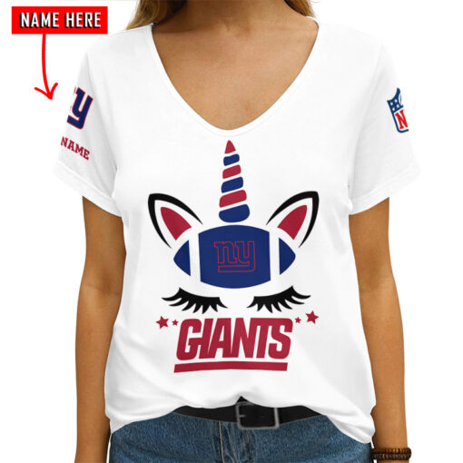 New York Giants Personalized V-neck Women T-shirt AGCWTS229