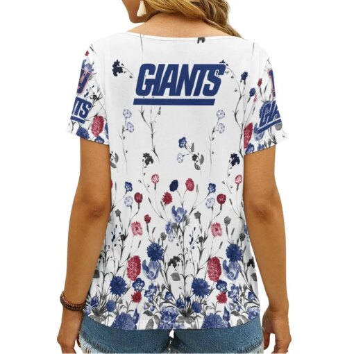 New York Giants Personalized V-neck Women T-shirt NEW077620