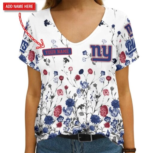 New York Giants Personalized V-neck Women T-shirt NEW077620