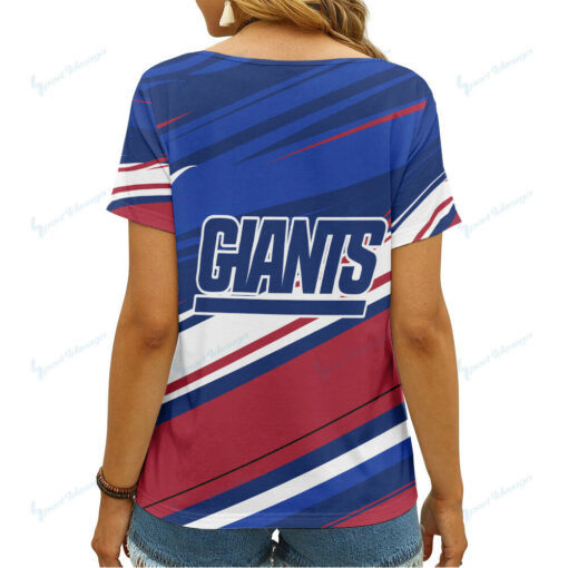 New York Giants Summer V-neck Women T-shirt 16