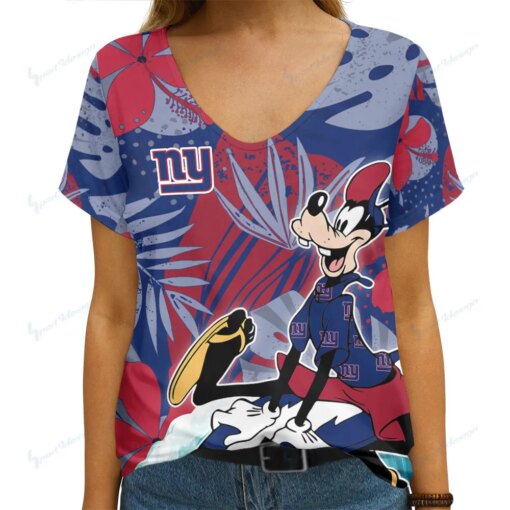 New York Giants Summer V-neck Women T-shirt 1