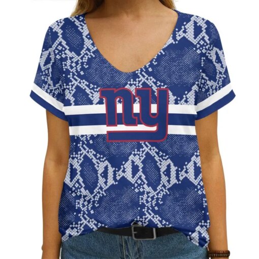 New York Giants V-neck Women T-shirt