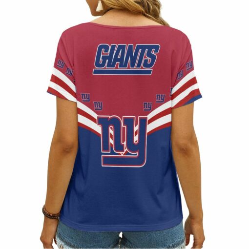 New York Giants V-neck Women T-shirt