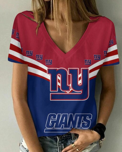 New York Giants V-neck Women T-shirt