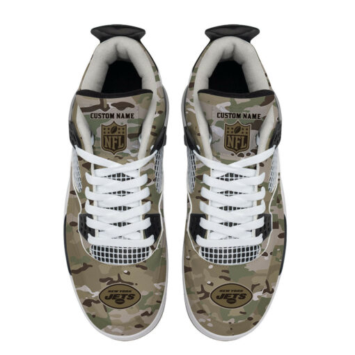 New York Jets Camo Personalized AJ4 Sneaker BG13