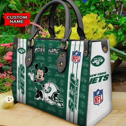 New York Jets Personalized Leather Hand Bag BBLTHB528