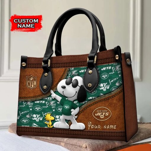 New York Jets Personalized Leather Hand Bag BBLTHB560