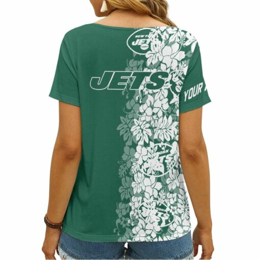 New York Jets Personalized V-neck Women T-shirt