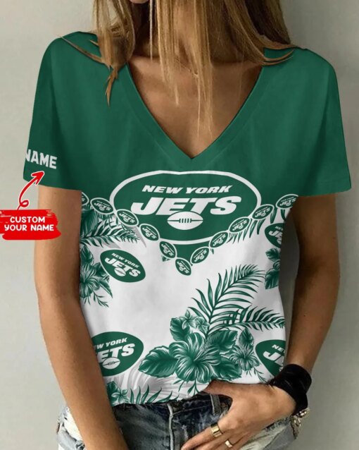 New York Jets Personalized V-neck Women T-shirt BG612