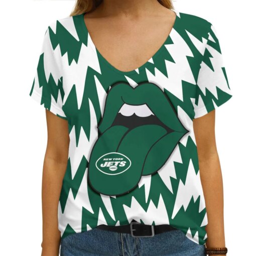 New York Jets Summer V-neck Women T-shirt