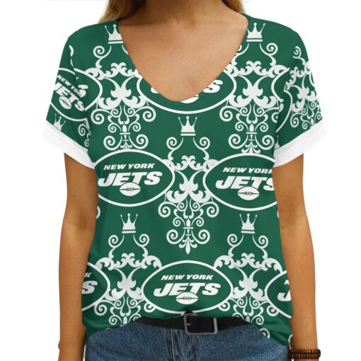 New York Jets Summer V-neck Women T-shirt