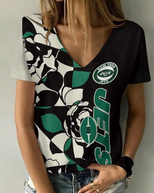 New York Jets V-neck Women T-shirt BG623