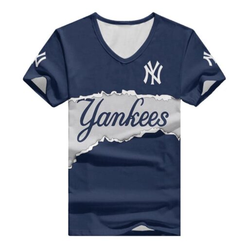 New York Yankees Personalized Summer V-neck Women T-shirt BG379