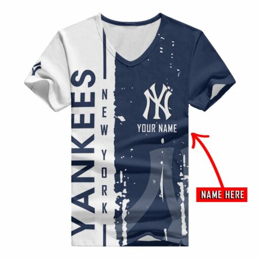 New York Yankees Personalized V-neck Women T-shirt BG456