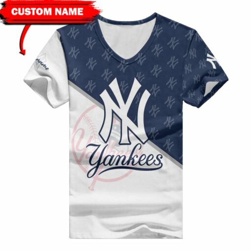 New York Yankees Personalized V-neck Women T-shirt BG548