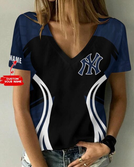 New York Yankees Personalized V-neck Women T-shirt BG638