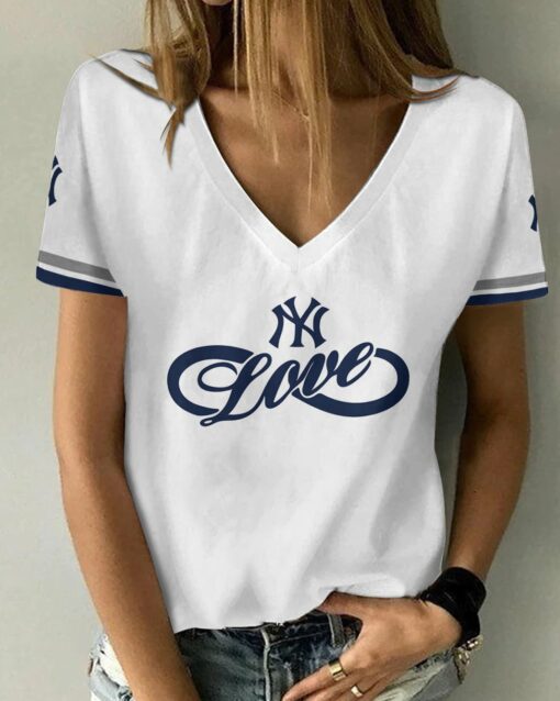 New York Yankees V-neck Women T-shirt BG491