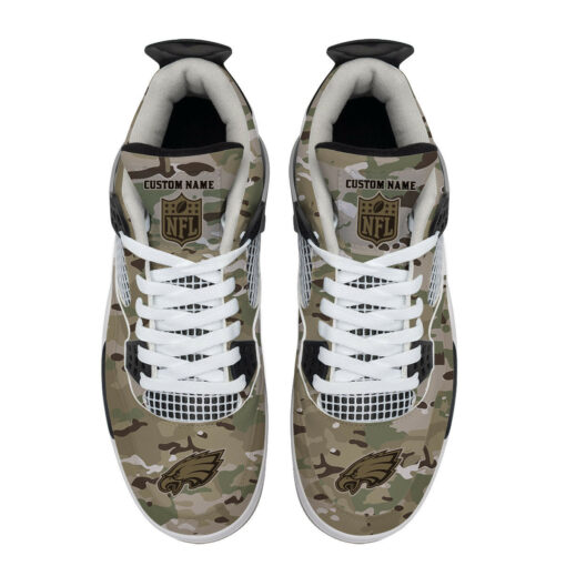 Philadelphia Eagles Camo Personalized AJ4 Sneaker BG11