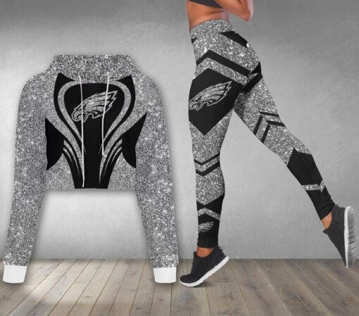 Philadelphia Eagles Combo Croptop Hoodie And Leggings AZCLG026+AZC2CTHD026