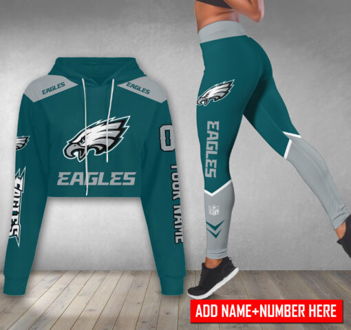 Philadelphia Eagles Personalized Combo Croptop Hoodie And Leggings AZCLG073+AZC2CHD073