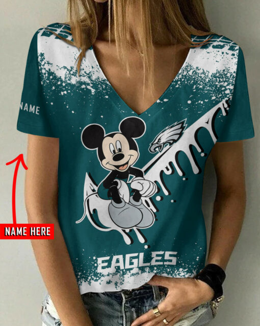 Philadelphia Eagles Personalized Summer V-neck Women T-shirt BG343