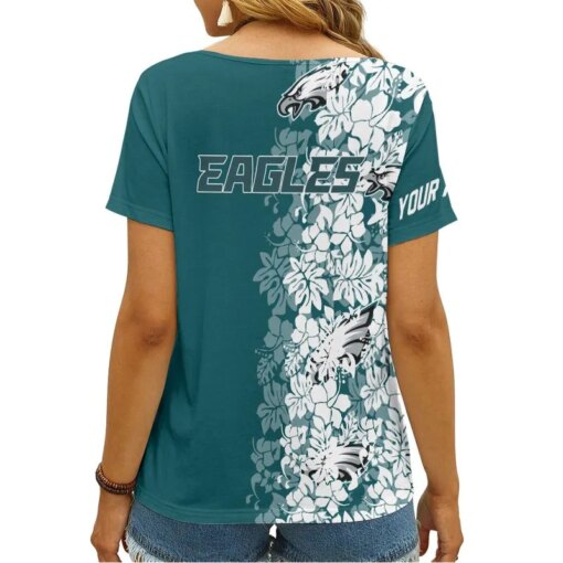 Philadelphia Eagles Personalized V-neck Women T-shirt